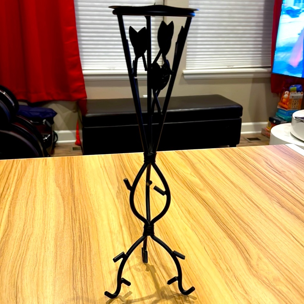 Wrought Iron Leaf Themed Candle Holder